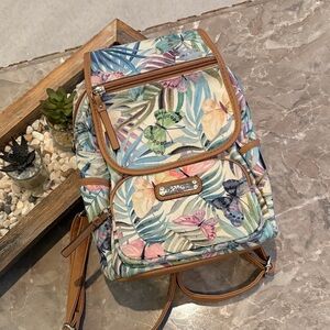 Palm butterfly Backpack with Tan Accents